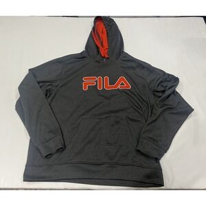 Fila Hoodie Mens XL Gray Pullover Fleece Lined Casual Loungewear Activewear